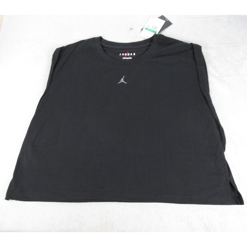 Jordan Shirt Women XL Black Sport Essentials Dri Fit Cropped Tank Top $42 NEW